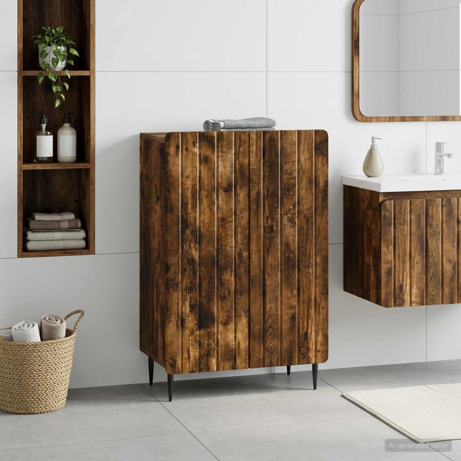 vidaXL Bathroom Storage Cainet ZWOLLE Smoked Oak 59.5 x 31 x 79.5 cm 1