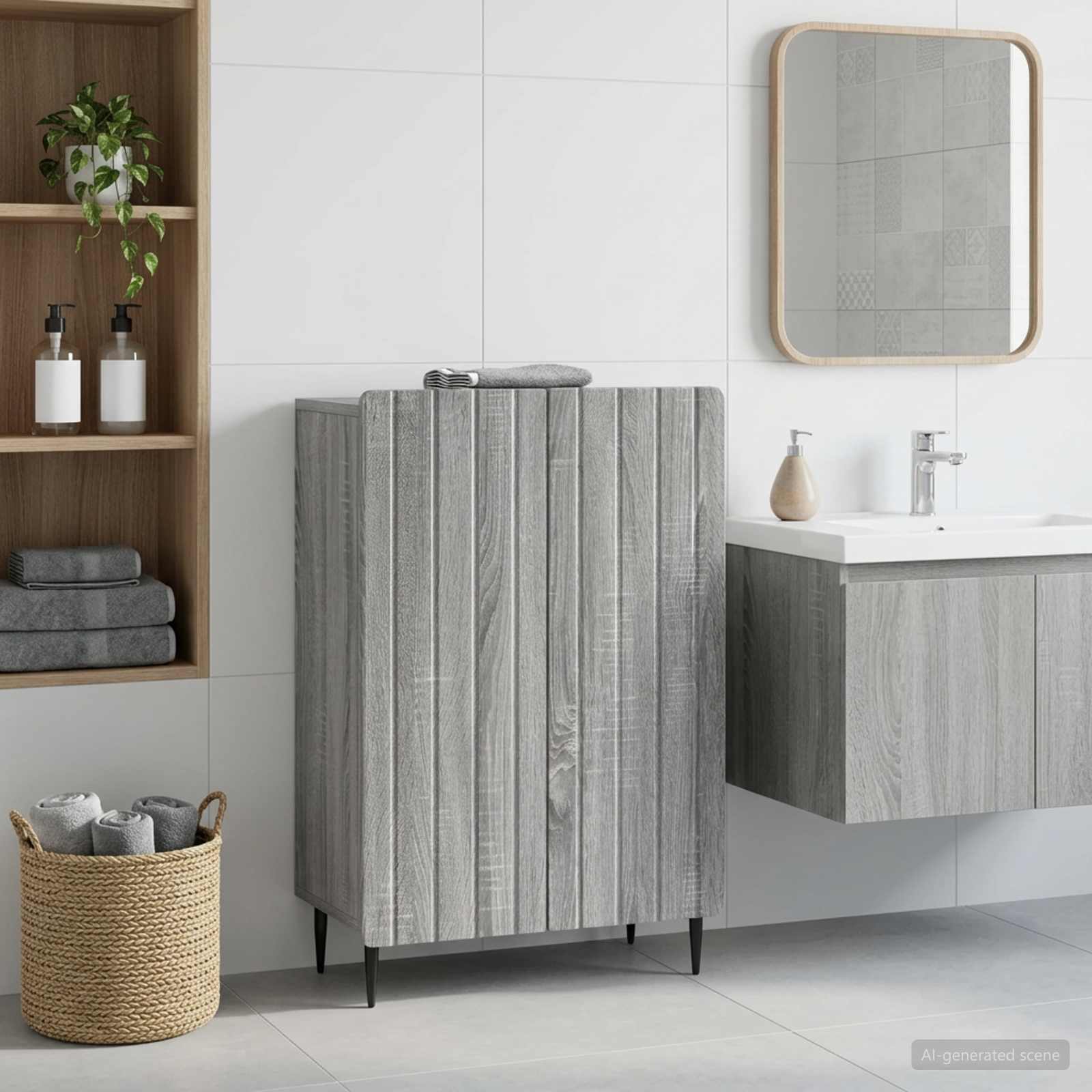 vidaXL Bathroom Storage Cainet ZWOLLE Grey Sonoma 59.5 x 31 x 79.5 cm 1