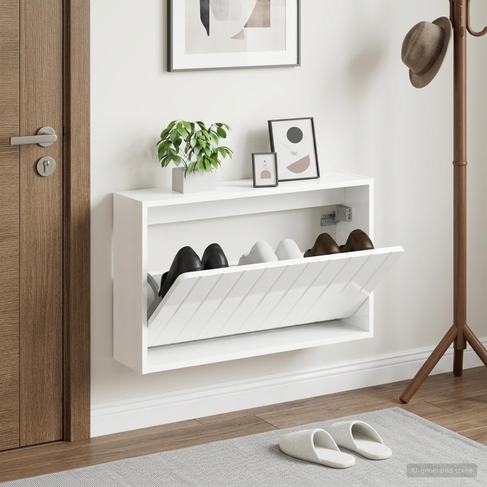 vidaXL Wall-Mounted Shoe Cabinet ZWOLLE 71 x 17 x 43 cm 1