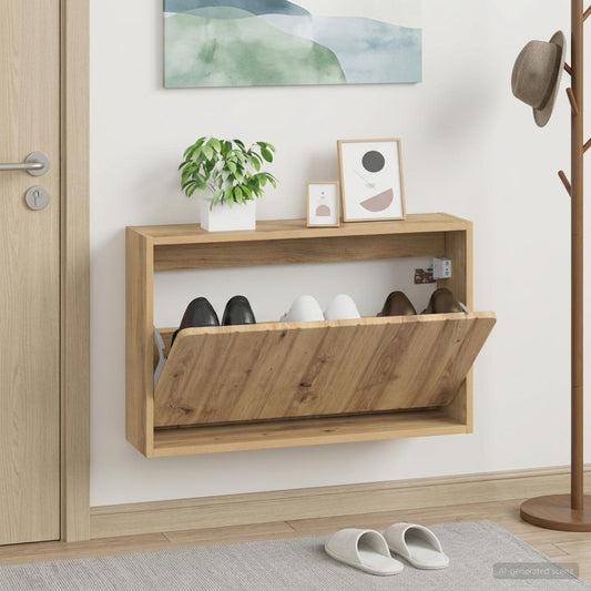 Wall-Mounted Shoe Cabinet ZWOLLE 71 x 17 x 43 cm Artisan oak