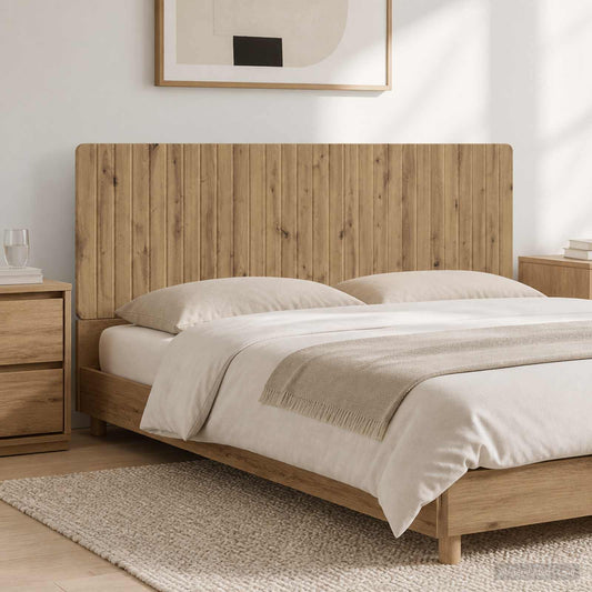 vidaXL Wall-Mounted Headboard ZWOLLE Artisan Oak Engineered Wood fitted to a bed in a bedroom setting