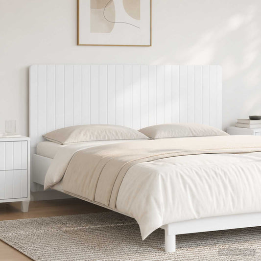 vidaXL Wall-Mounted Headboard ZWOLLE White Engineered Wood shown fitted to a bed in a bedroom setting