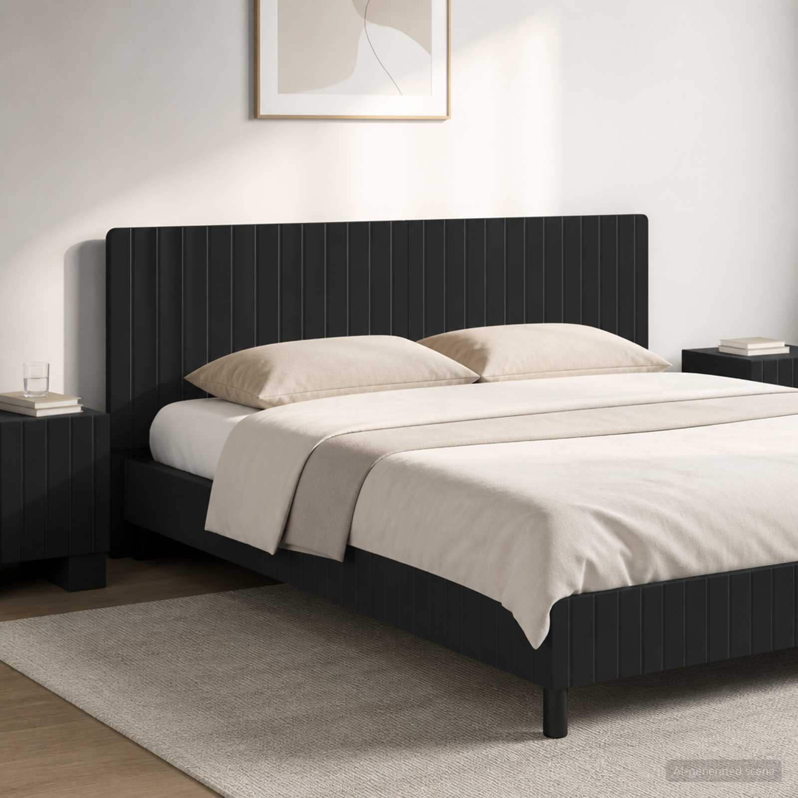 vidaXL Wall-Mounted Headboard ZWOLLE Black Engineered Wood 1