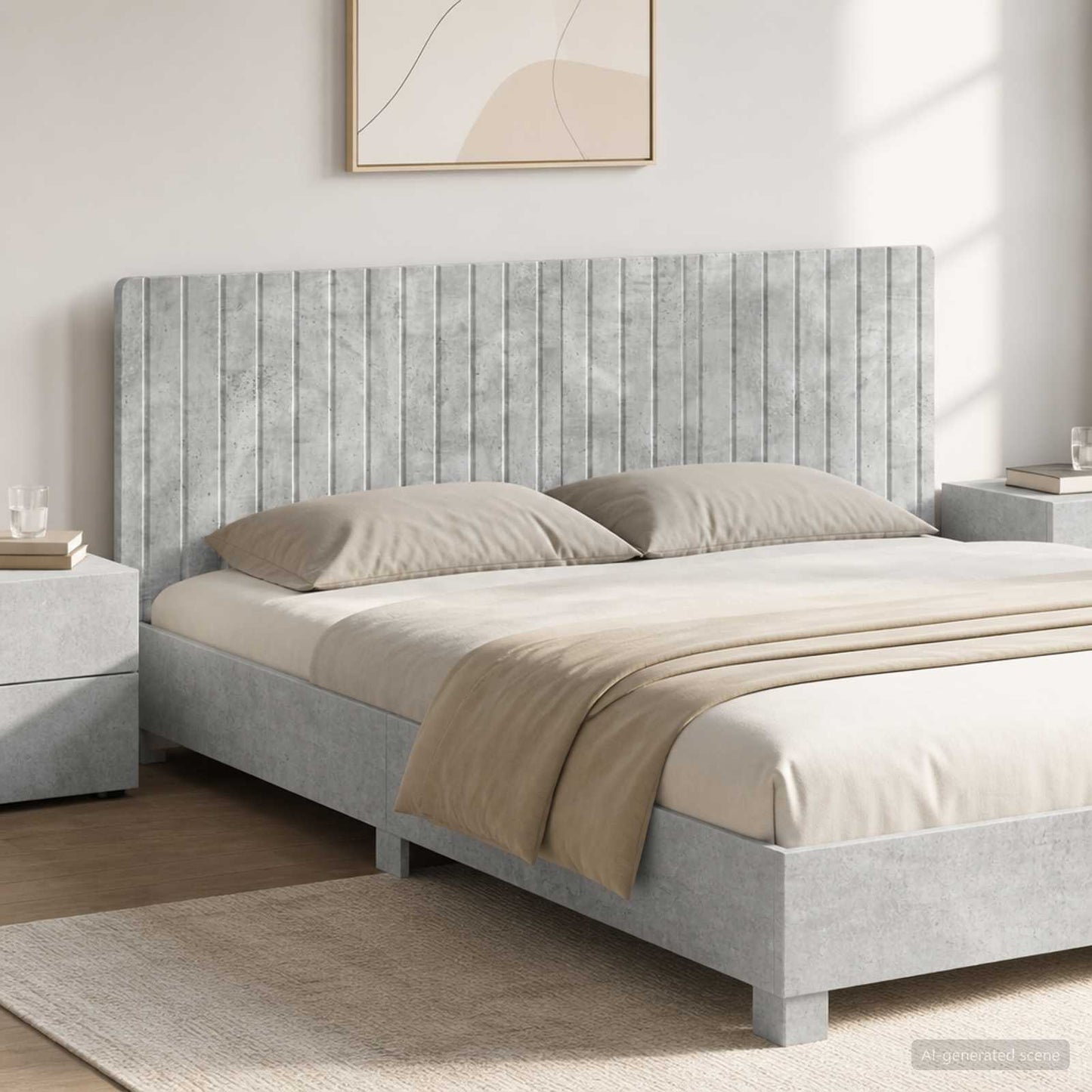 vidaXL Wall-Mounted Headboard ZWOLLE Concrete Grey Engineered Wood 1
