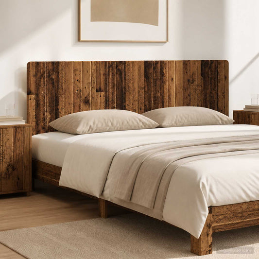 vidaXL Wall-Mounted Headboard ZWOLLE Old Wood Engineered Wood mounted above a bed in a bedroom