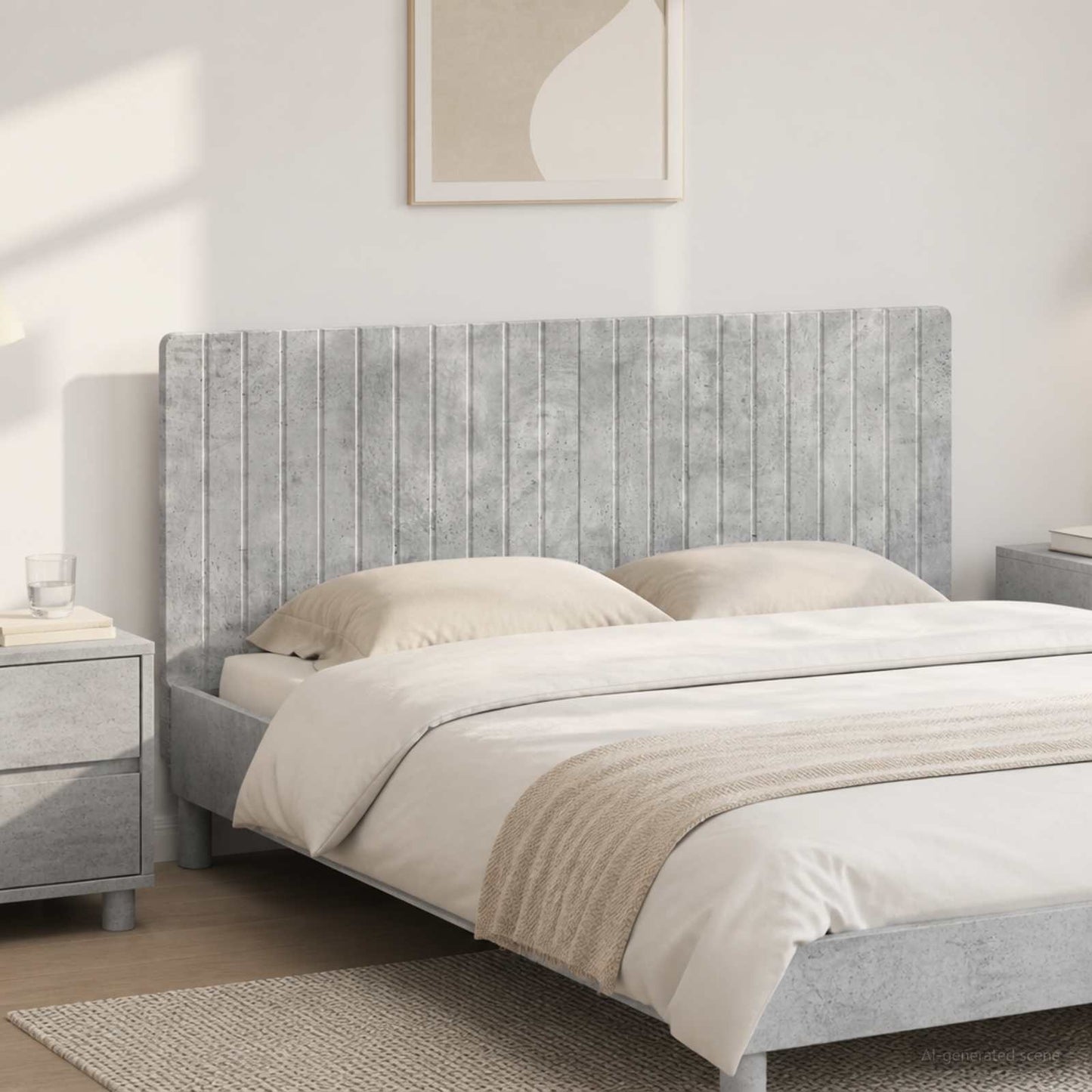vidaXL Wall-Mounted Headboard ZWOLLE Concrete Grey Engineered Wood 1