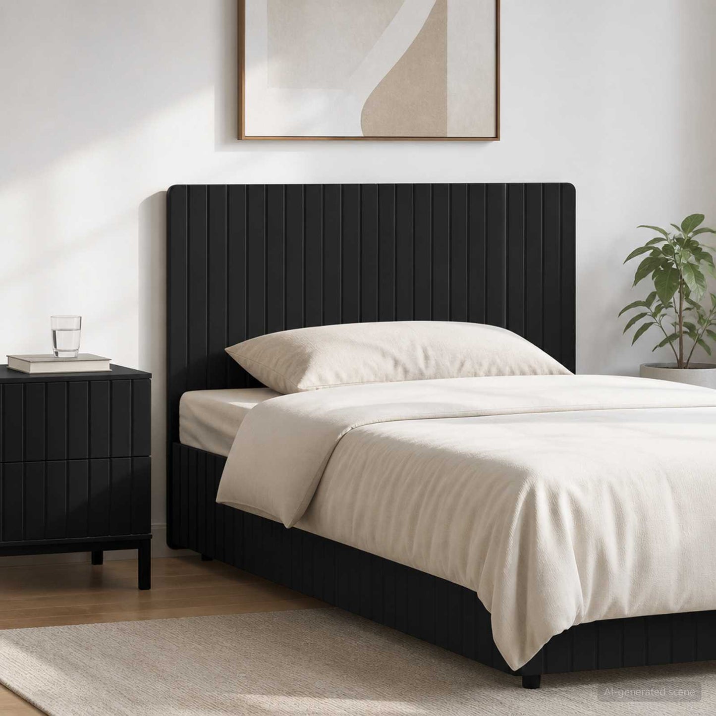 vidaXL Wall-Mounted Headboard ZWOLLE Black Engineered Wood 1