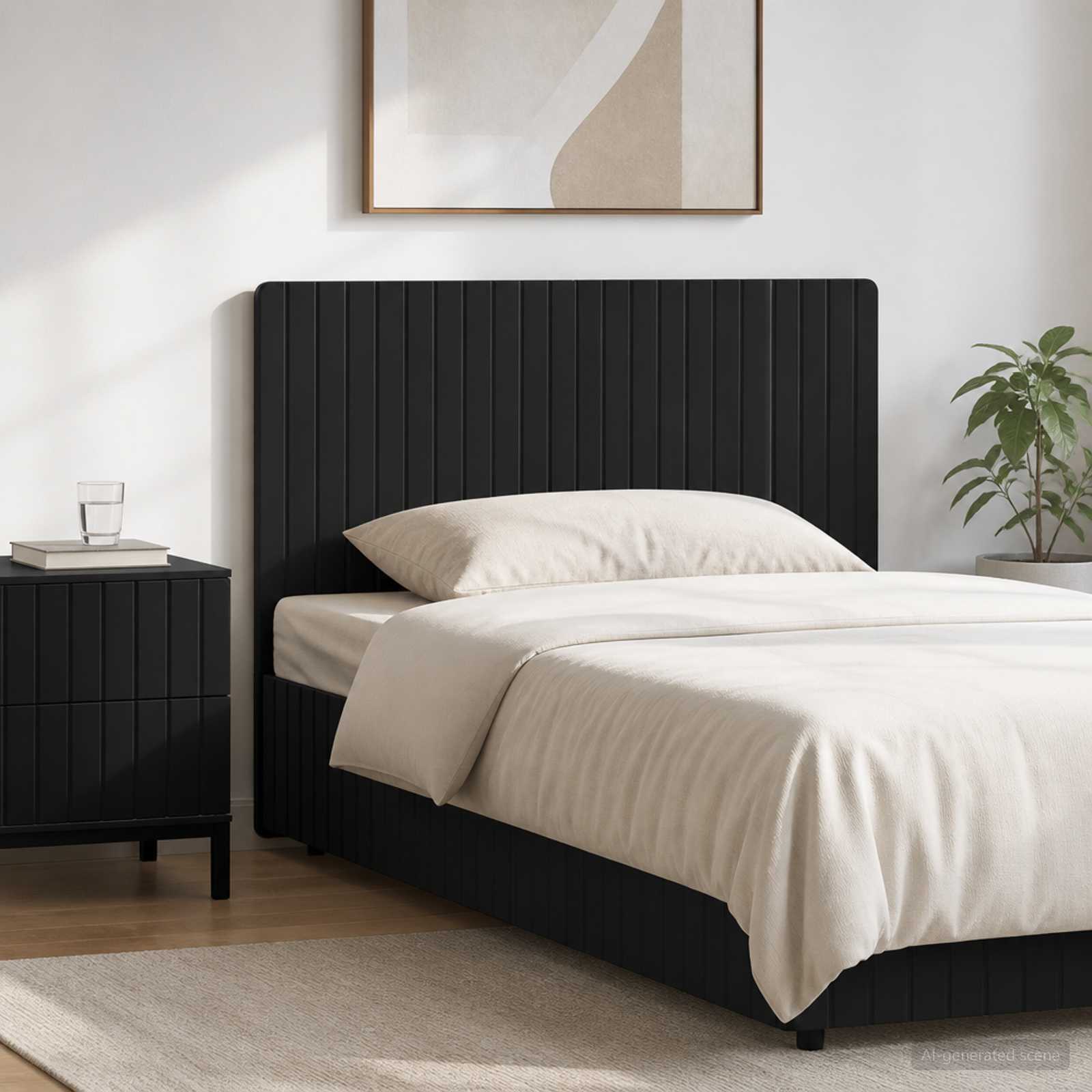 vidaXL Wall-Mounted Headboard ZWOLLE Black Engineered Wood 1
