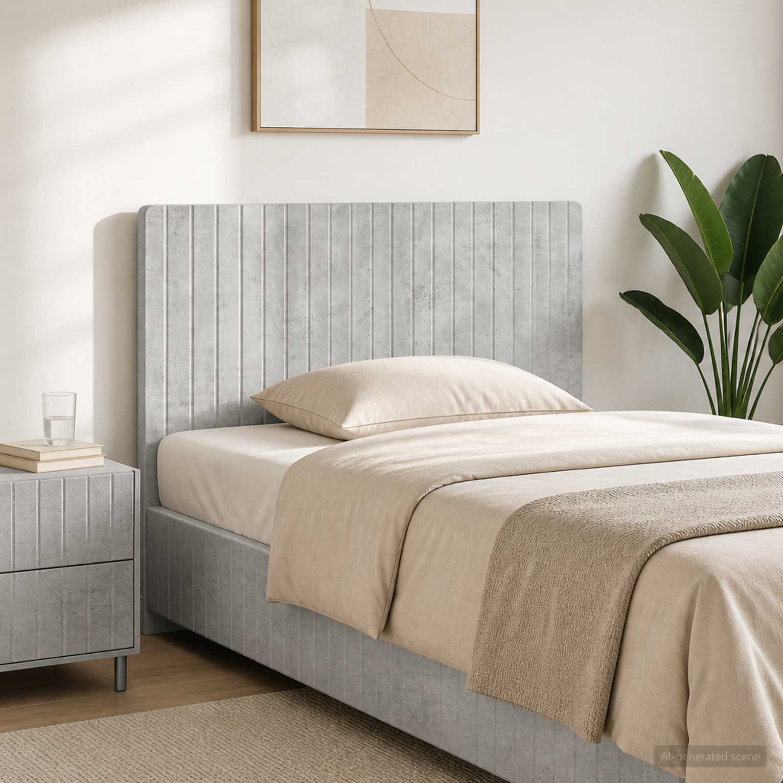 vidaXL Wall-Mounted Headboard ZWOLLE Concrete Grey Engineered Wood 1