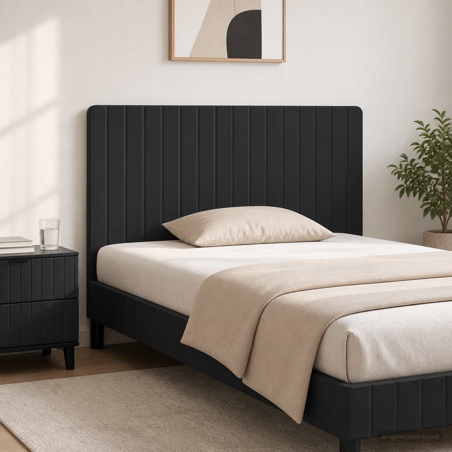 vidaXL Wall-Mounted Headboard ZWOLLE Black Engineered Wood 1