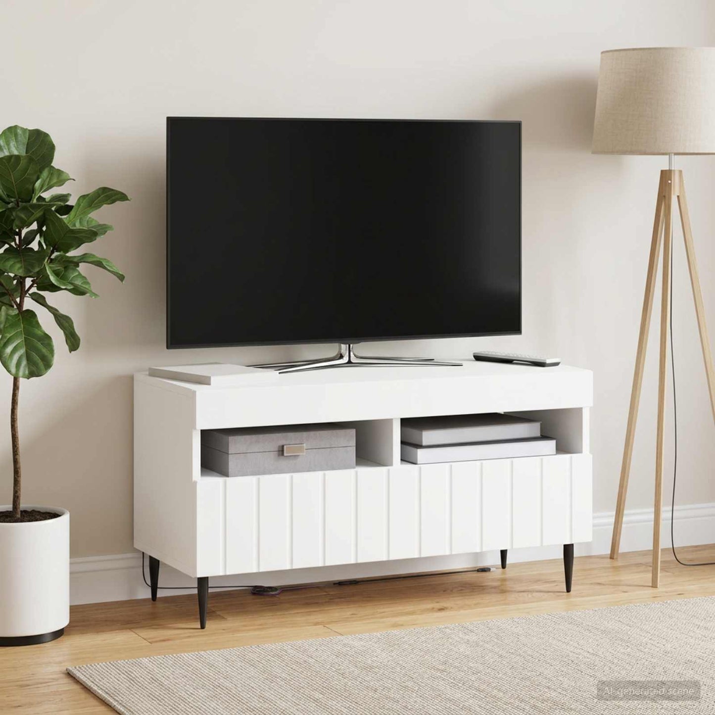 vidaXL LED TV Cabinet White Engineered Wood 4
