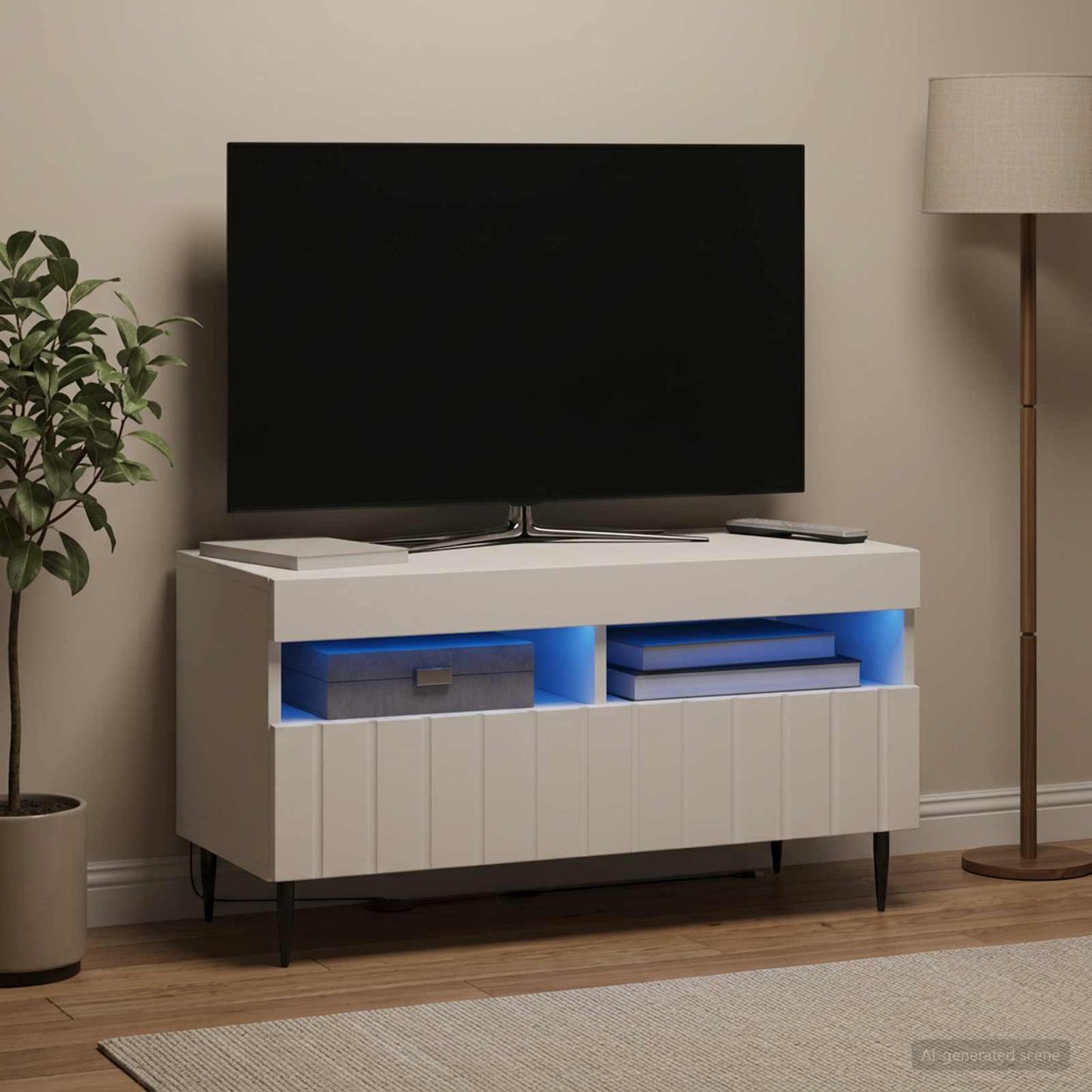 vidaXL LED TV Cabinet White Engineered Wood 1