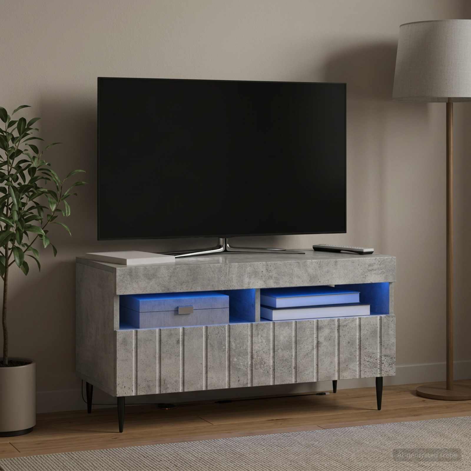 vidaXL LED TV Cabinet Concrete Grey Engineered Wood 4