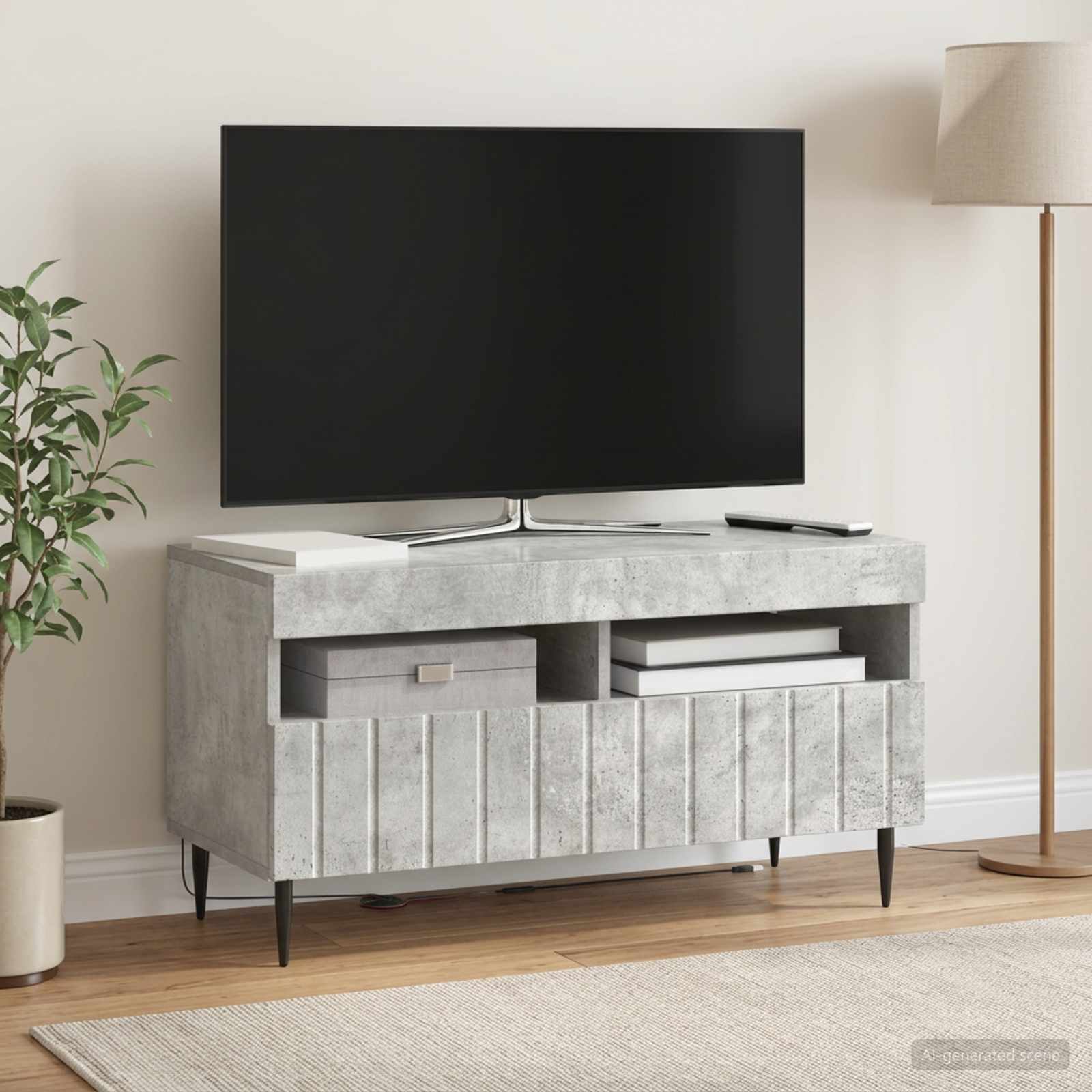 vidaXL LED TV Cabinet Concrete Grey Engineered Wood 1