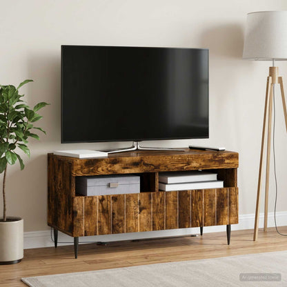 vidaXL LED TV Cabinet Smoked Oak Engineered Wood 4