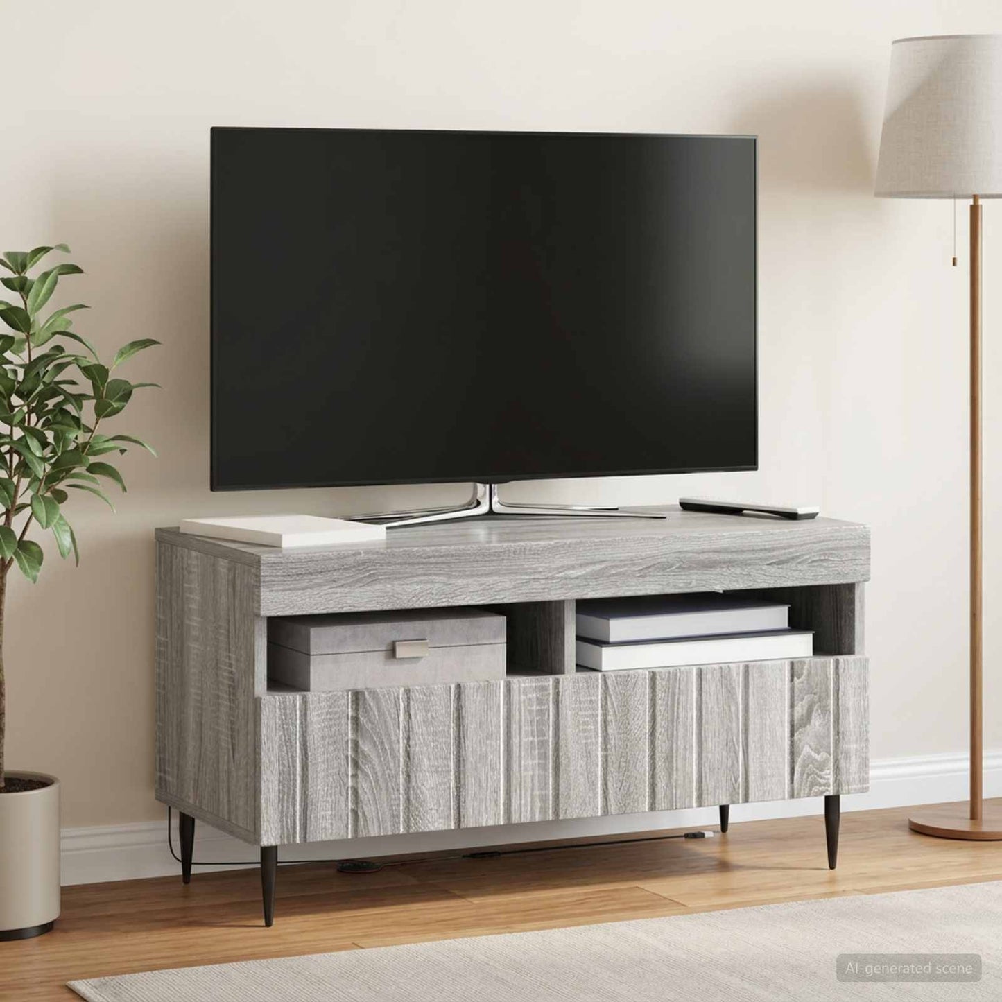vidaXL LED TV Cabinet Grey Sonoma Engineered Wood 1
