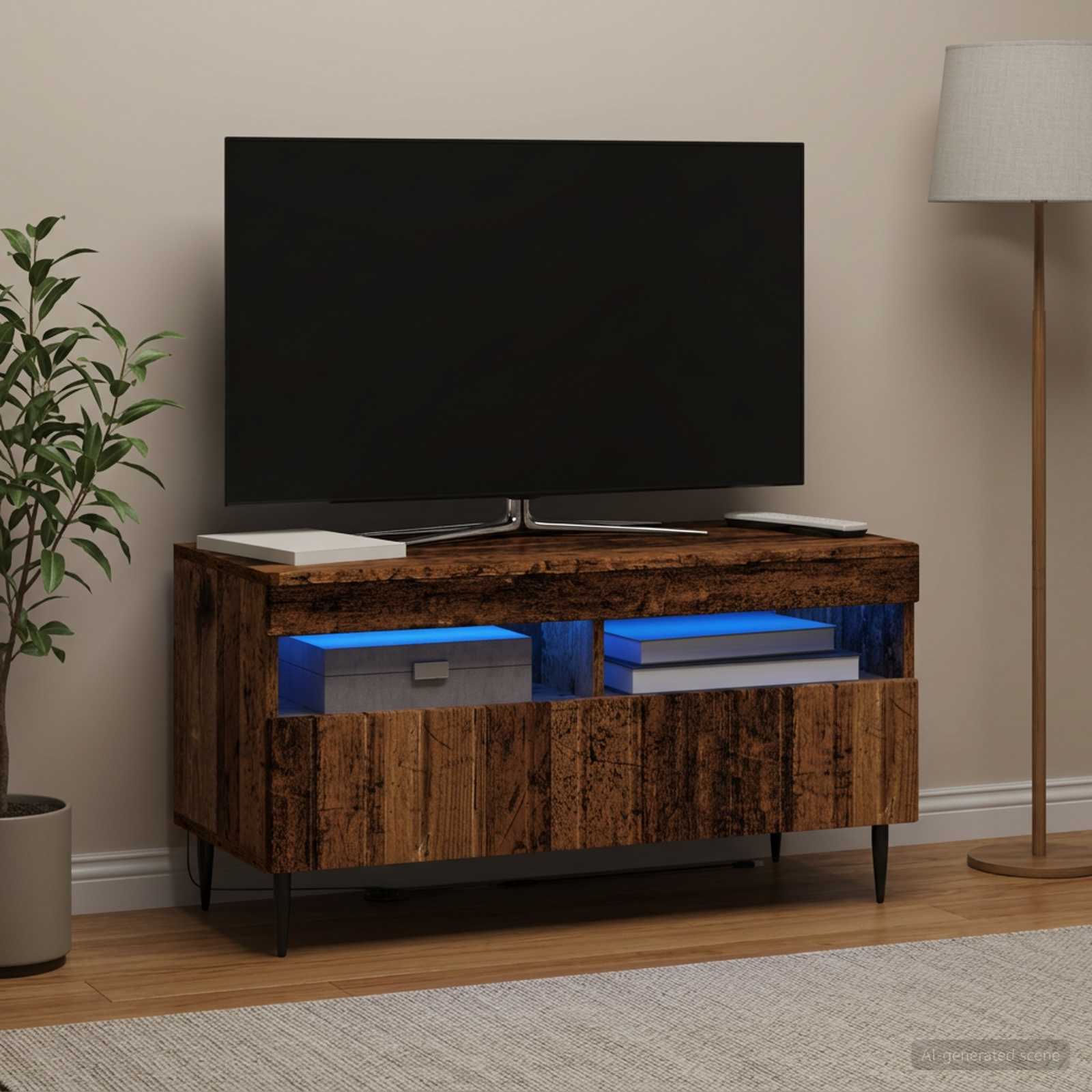 vidaXL LED TV Cabinet Old Wood Engineered Wood 4