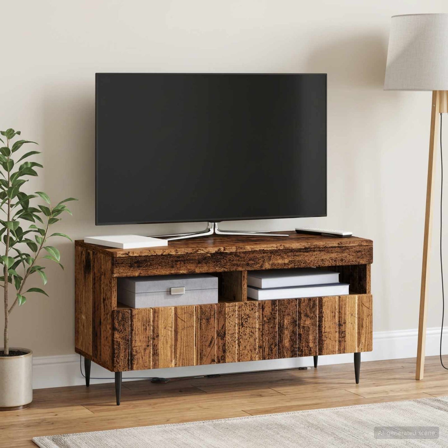 vidaXL LED TV Cabinet Old Wood Engineered Wood 1