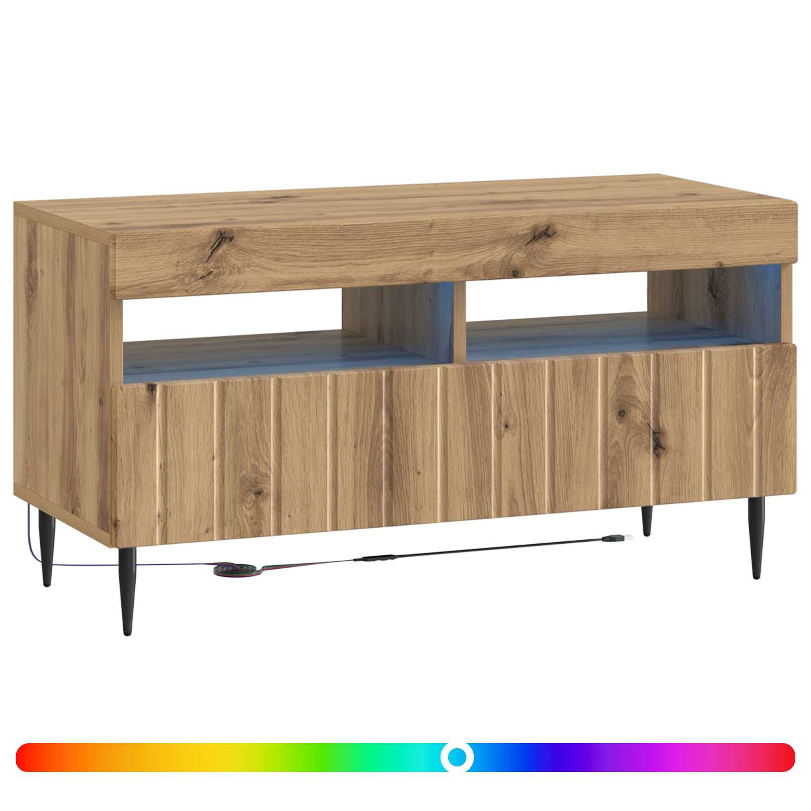 vidaXL LED TV Cabinet Artisan Oak Engineered Wood 3