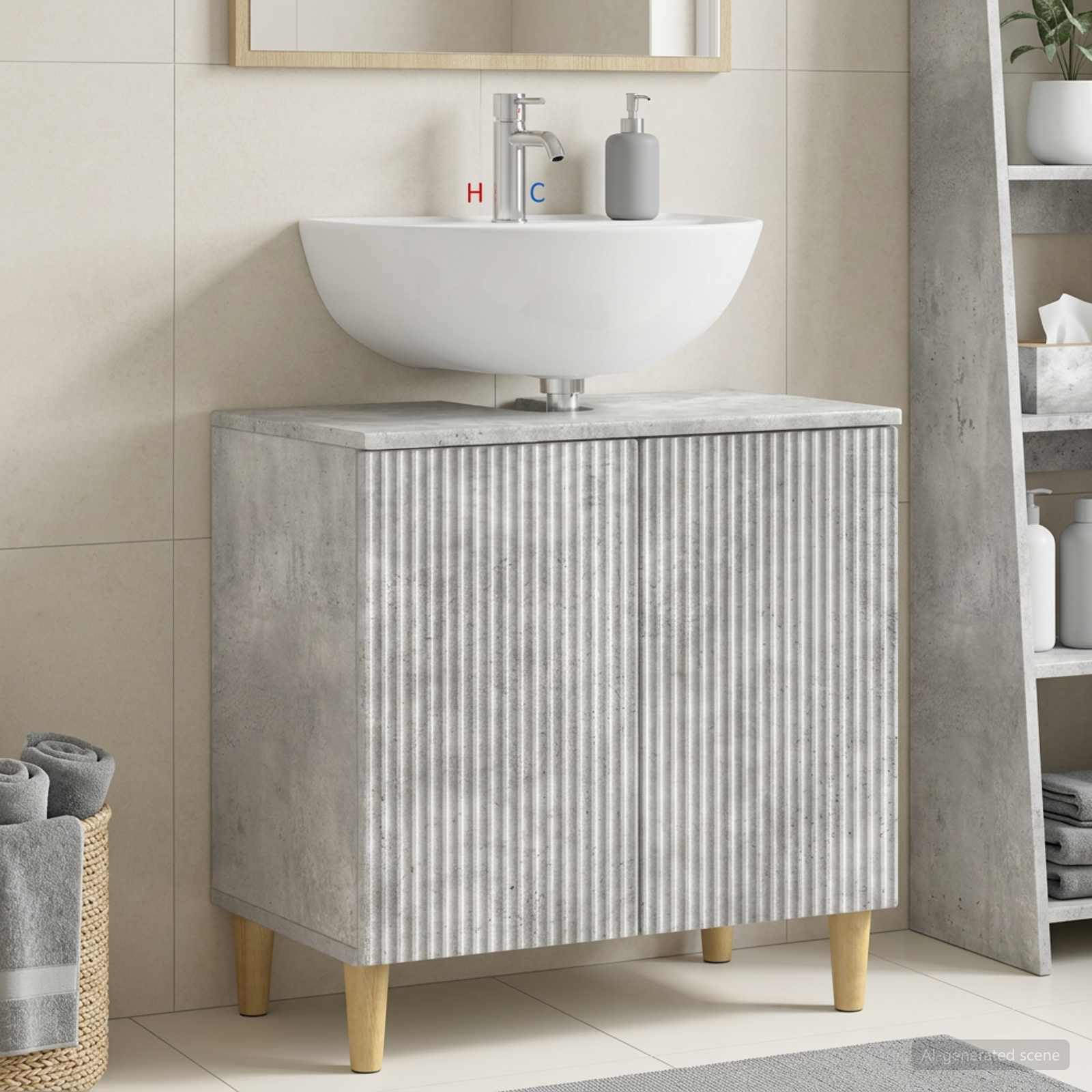 vidaXL Bathroom Sink Cabinet ARNHEM Concrete Grey 59.5 x 31.5x 59 cm 1