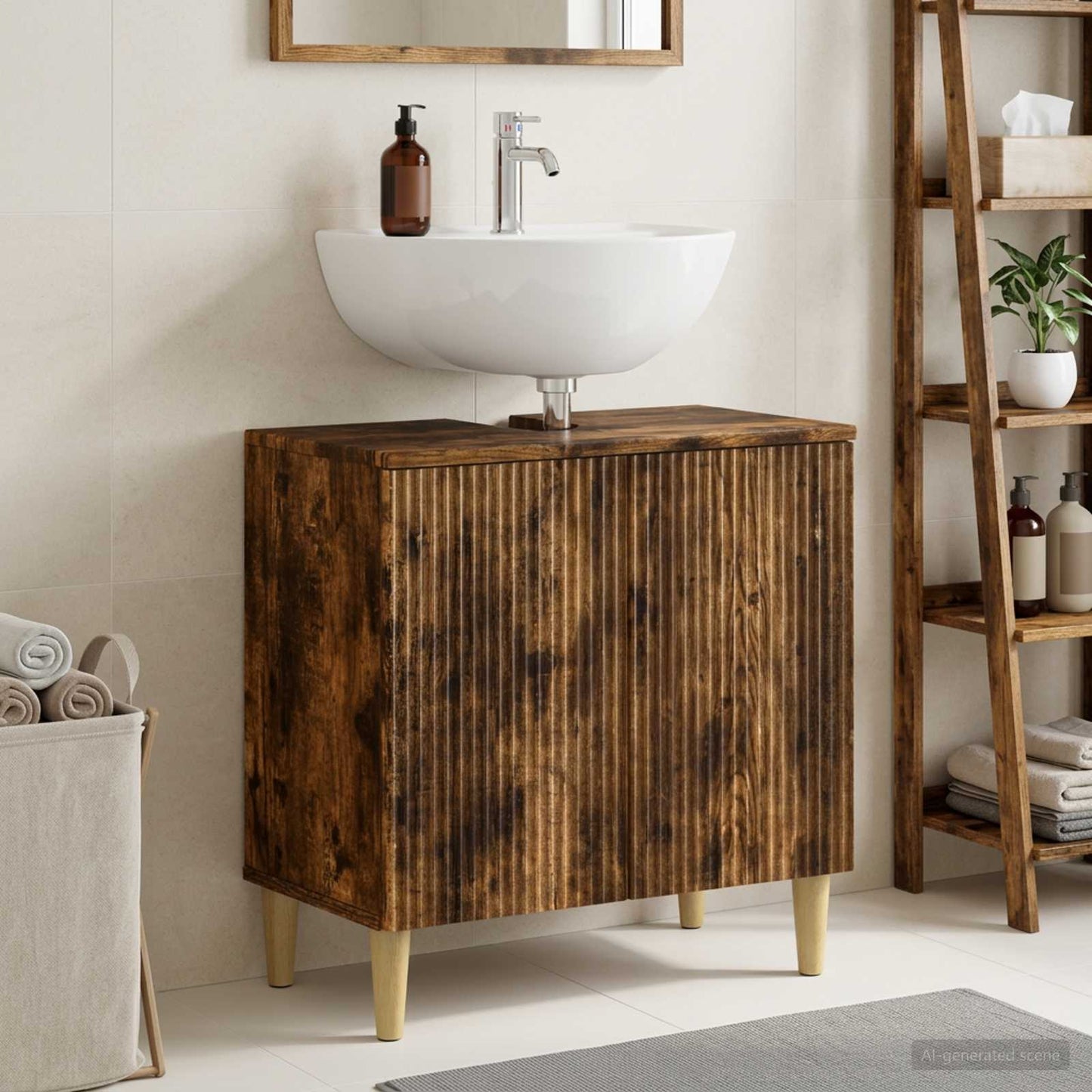 vidaXL Bathroom Sink Cabinet ARNHEM Smoked Oak 59.5 x 31.5x 59 cm 1