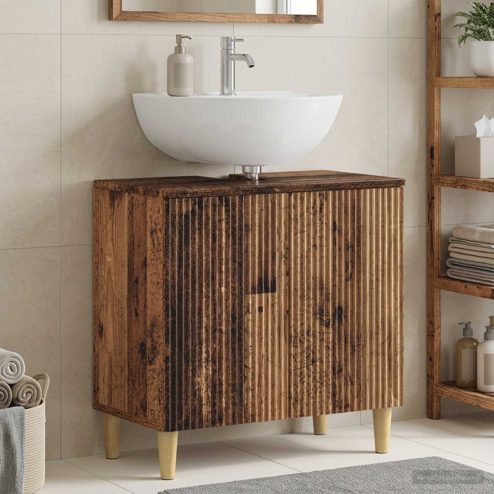 vidaXL Bathroom Sink Cabinet ARNHEM Old Wood 59.5 x 31.5x 59 cm 1