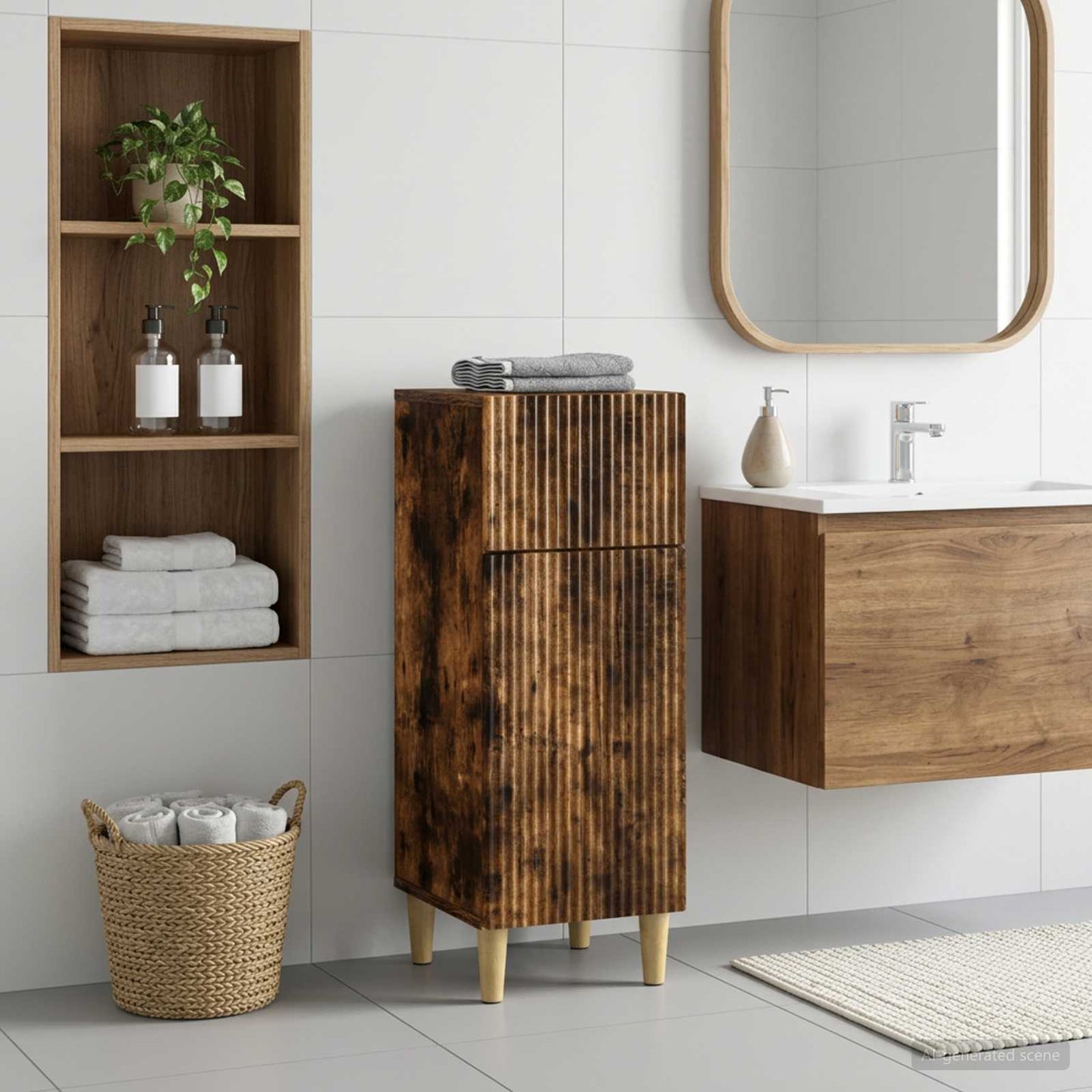vidaXL Bathroom Storage Cainet ARNHEM Smoked Oak 30 x 31 x 80 cm 1