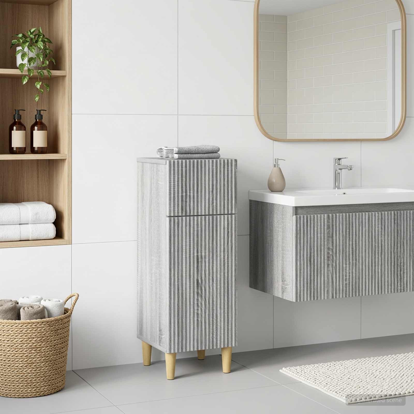vidaXL Bathroom Storage Cainet ARNHEM Grey Sonoma 30 x 31 x 80 cm 1