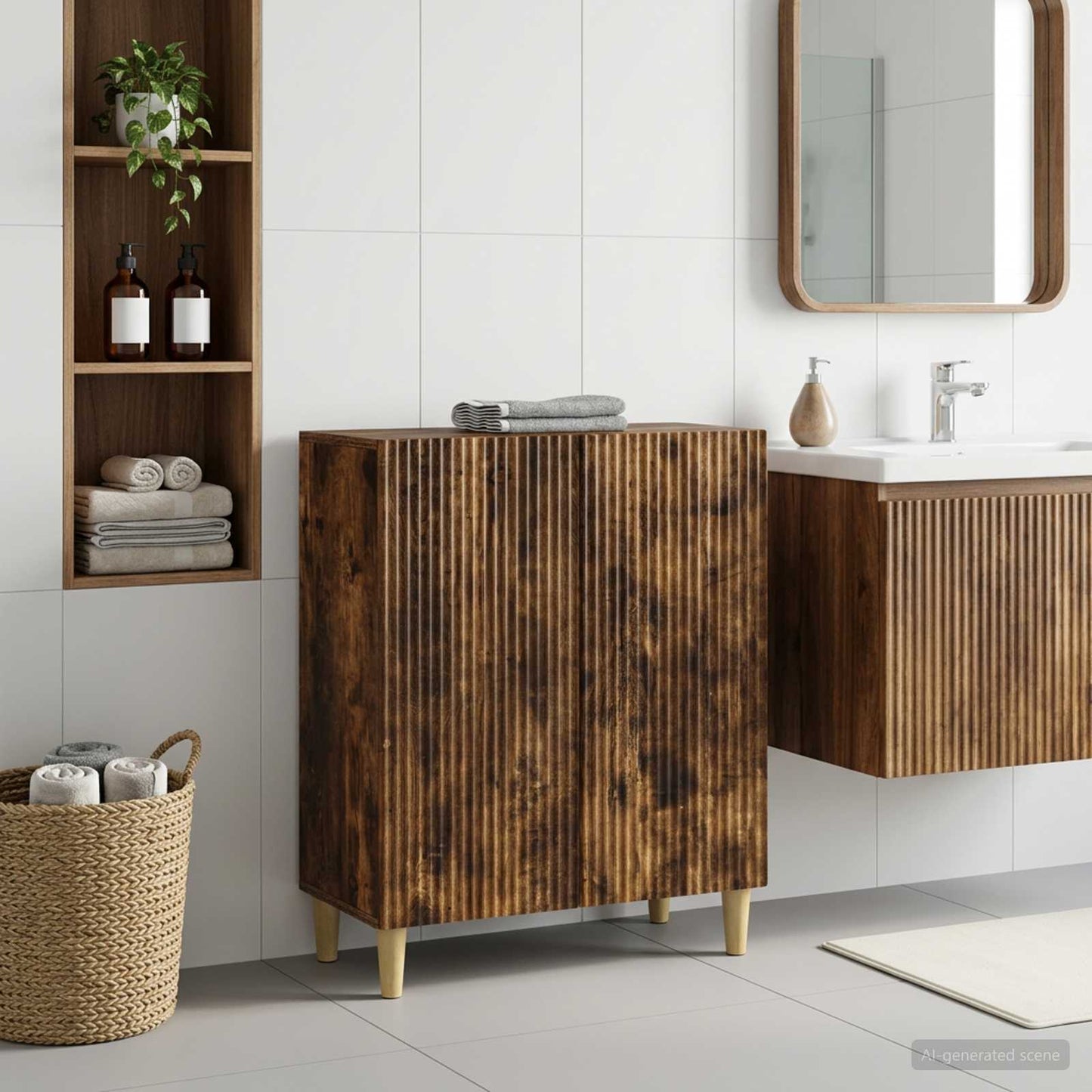 vidaXL Bathroom Storage Cainet ARNHEM Smoked Oak 59.5 x 31 x 80 cm 1