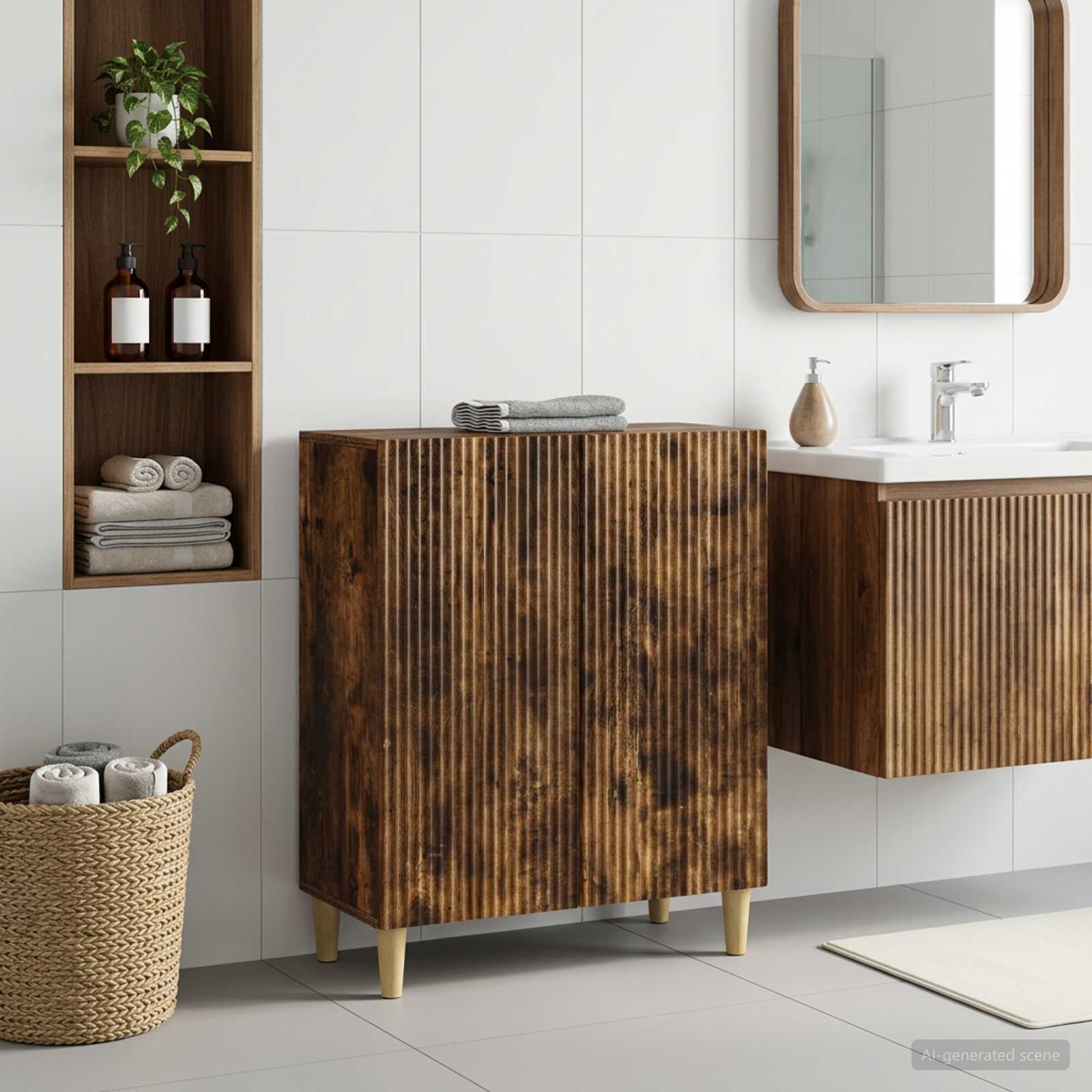 vidaXL Bathroom Storage Cainet ARNHEM Smoked Oak 59.5 x 31 x 80 cm 1