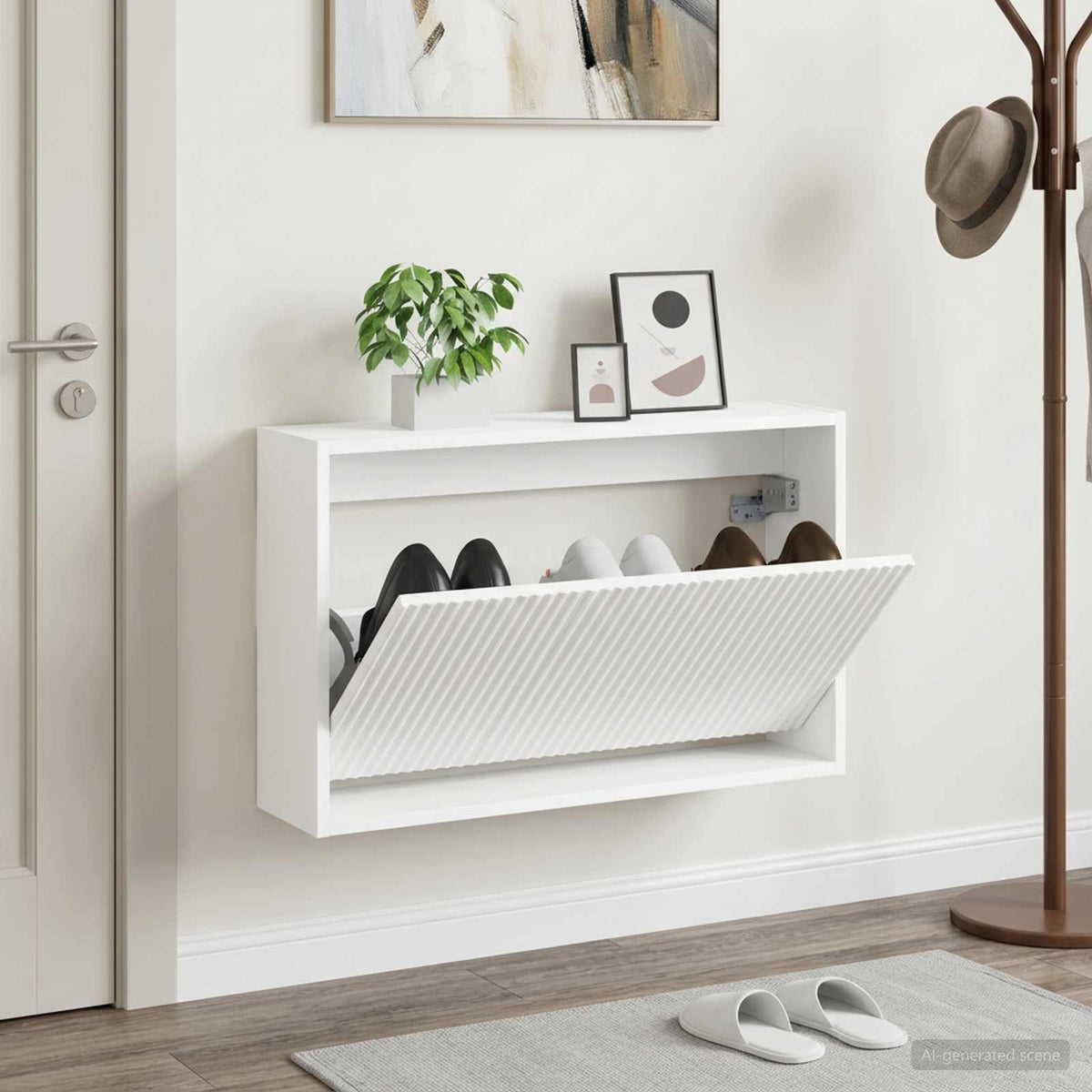 vidaXL Wall-Mounted Shoe Cabinet ARNHEM 71 x 17 x 43 cm White 1