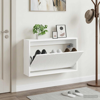 vidaXL Wall-Mounted Shoe Cabinet ARNHEM 71 x 17 x 43 cm White 1