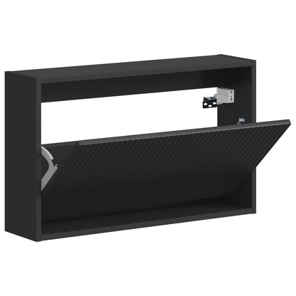 vidaXL Wall-Mounted Shoe Cabinet ARNHEM 71 x 17 x 43 cm Black 3