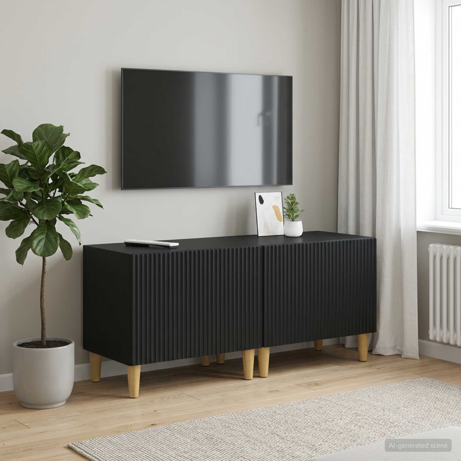 vidaXL TV Cabinet Black Engineered Wood 1