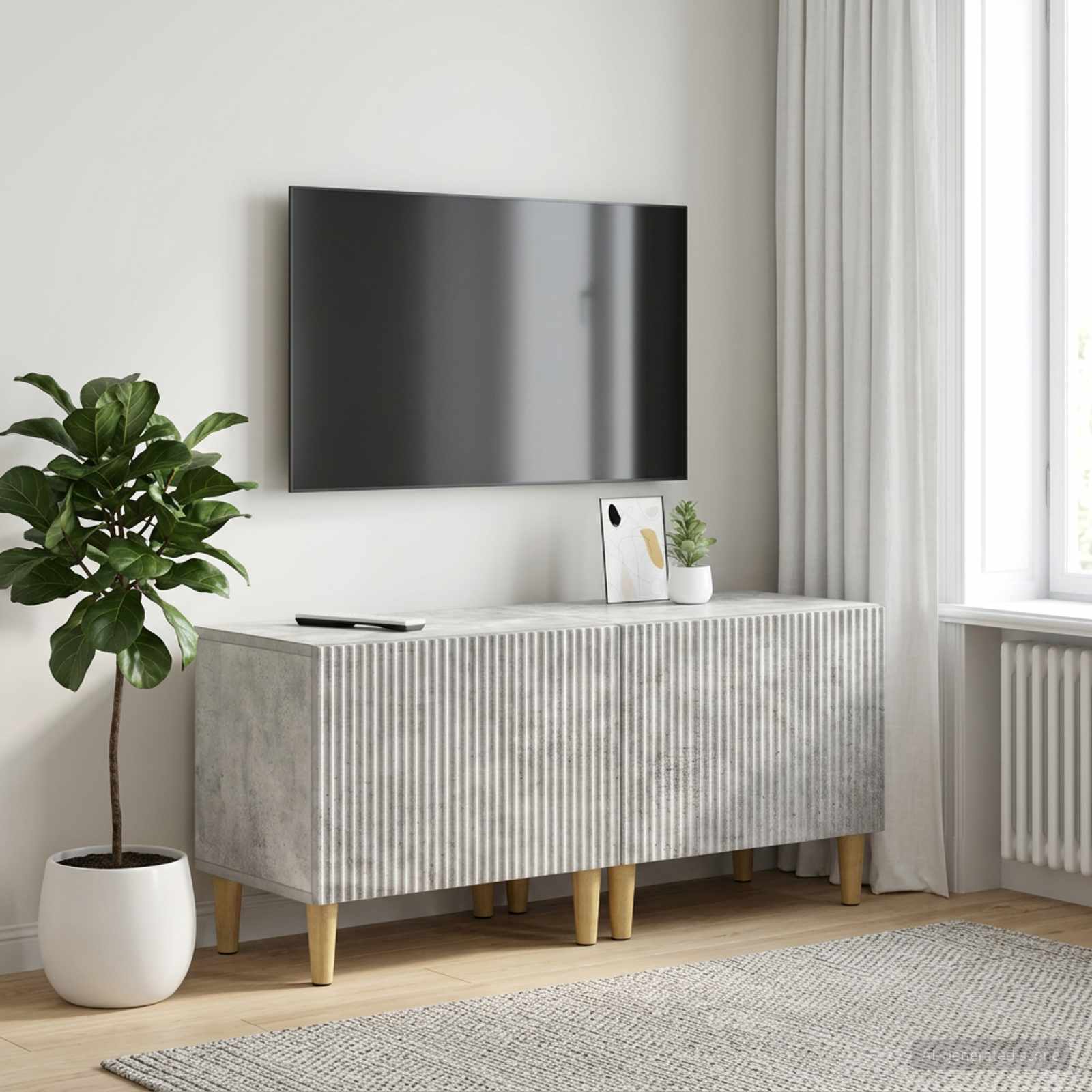 vidaXL TV Cabinet Concrete Grey Engineered Wood 1