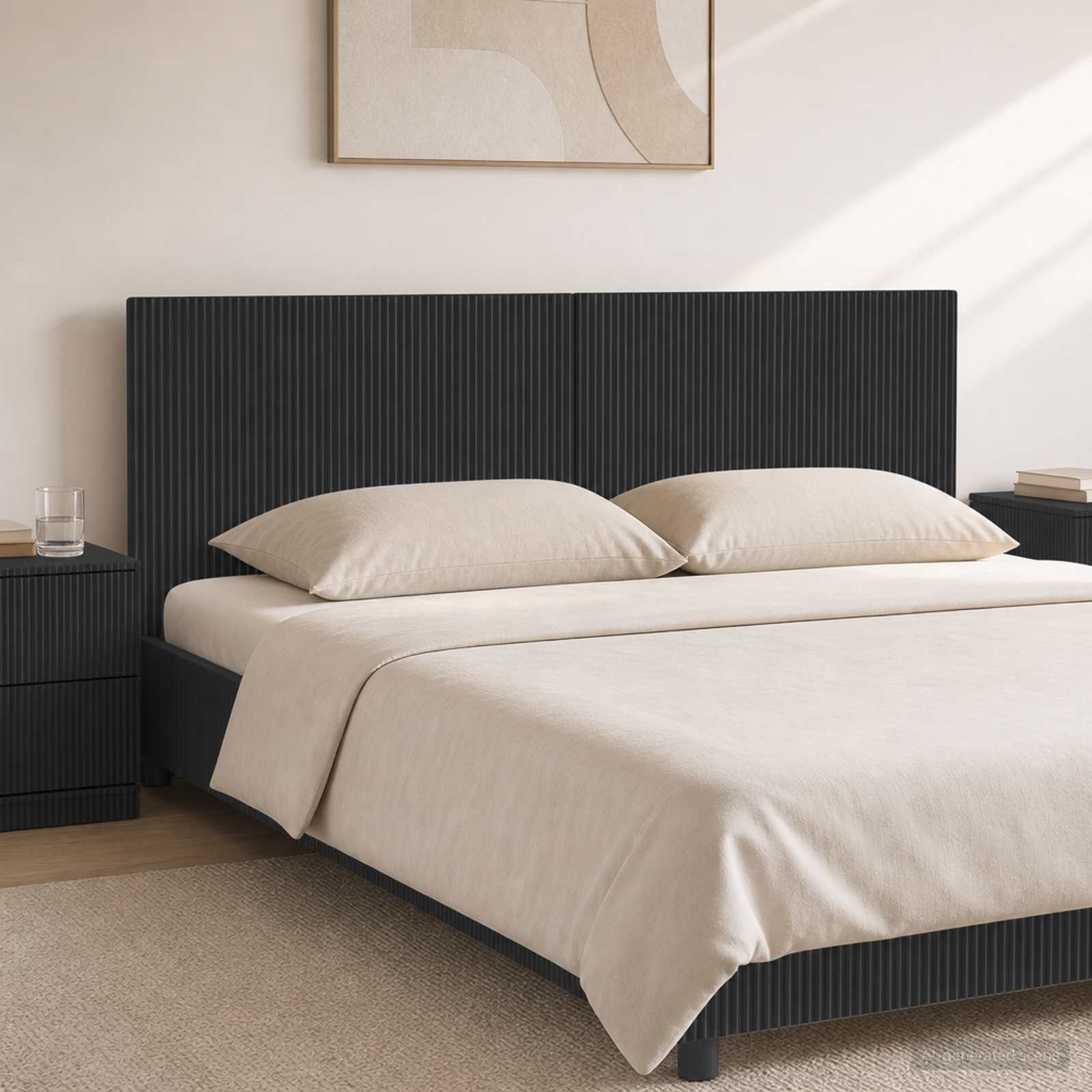 vidaXL Wall-Mounted Headboard ARNHEM Black Engineered Wood 1