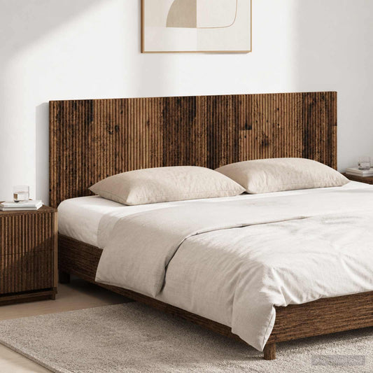 vidaXL Wall-Mounted Headboard ARNHEM Old Wood Engineered Wood mounted above a bed in a bedroom