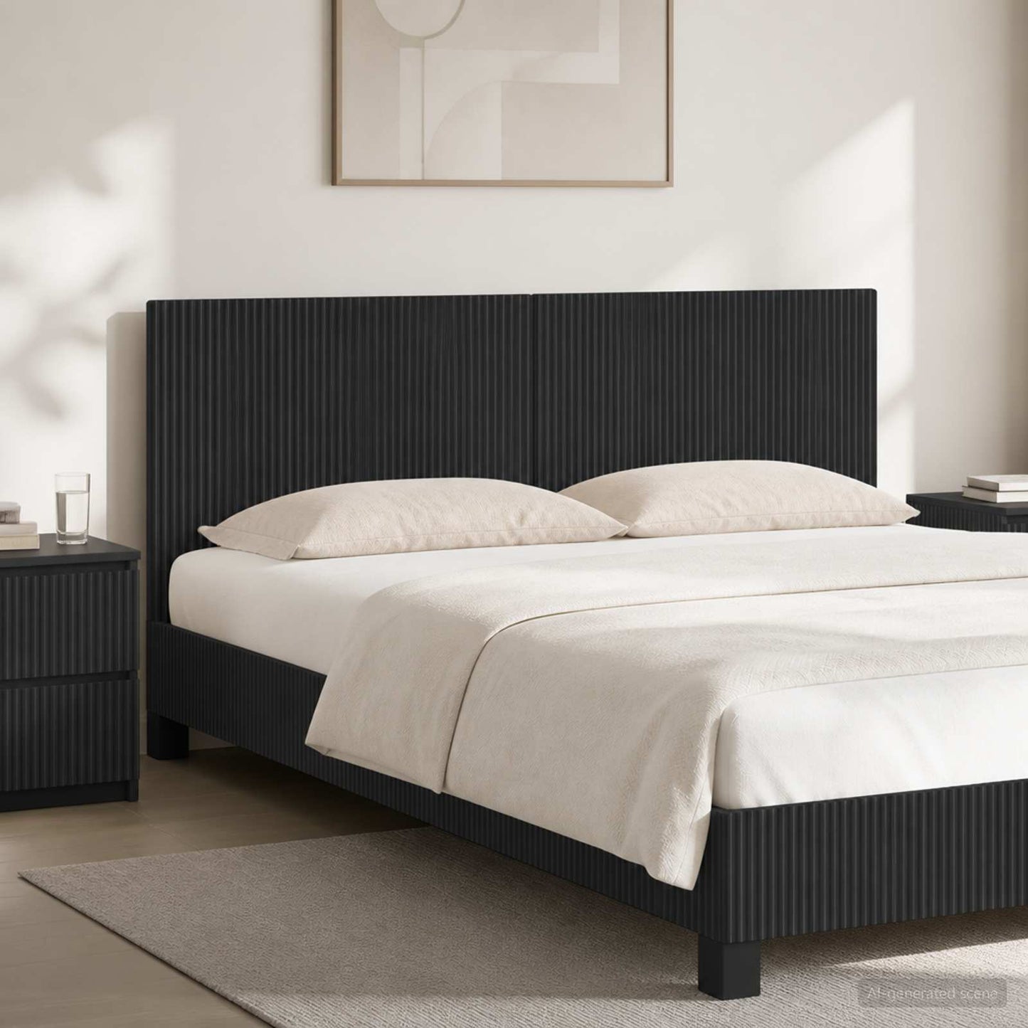 vidaXL Wall-Mounted Headboard ARNHEM Black Engineered Wood 1