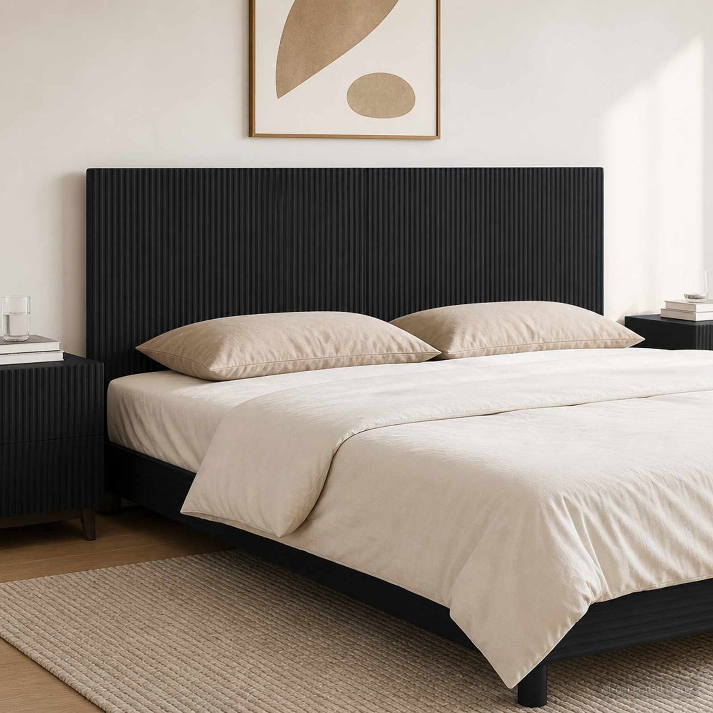 vidaXL Wall-Mounted Headboard ARNHEM Black Engineered Wood 1