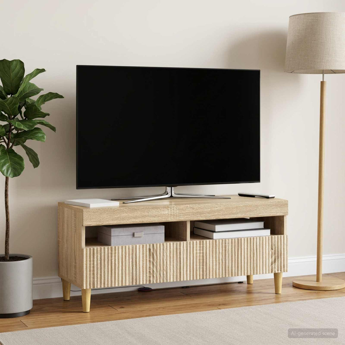 vidaXL LED TV Cabinet ARNHEM 100 x 35 x 43 cm Sonoma Oak 1
