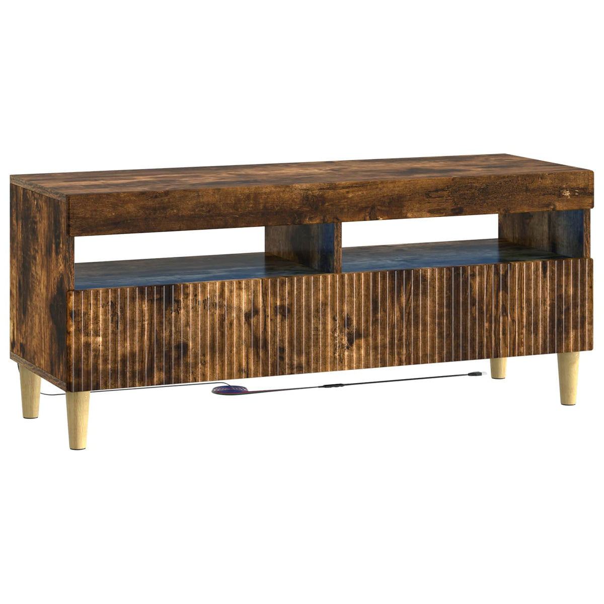 vidaXL LED TV Cabinet ARNHEM 100 x 35 x 43 cm Smoked Oak 2