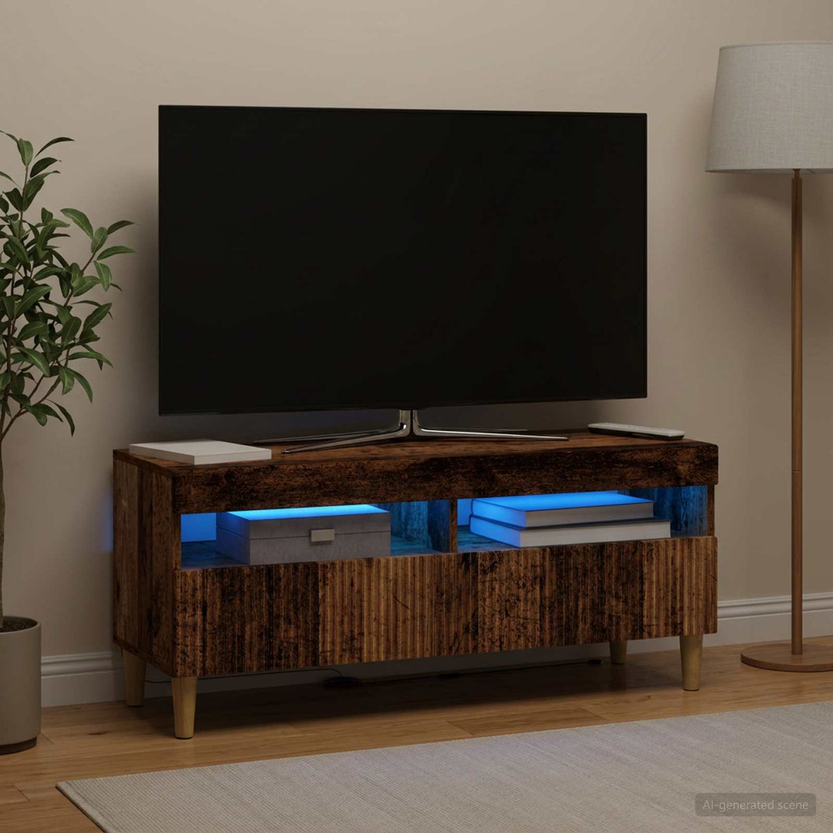 vidaXL LED TV Cabinet ARNHEM 100 x 35 x 43 cm Old Wood Engineered Wood 1