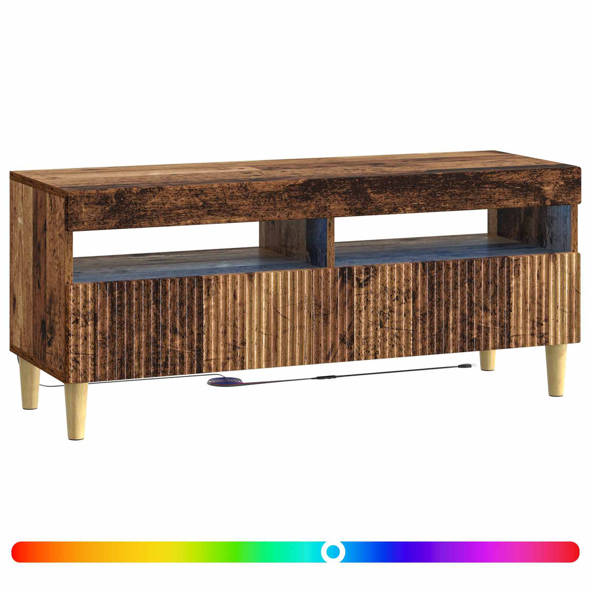 vidaXL LED TV Cabinet ARNHEM 100 x 35 x 43 cm Old Wood Engineered Wood 3