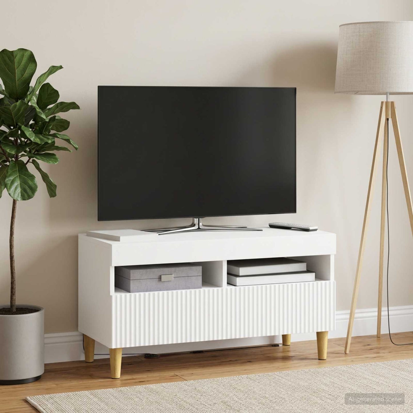 vidaXL LED TV Cabinet White Engineered Wood 4