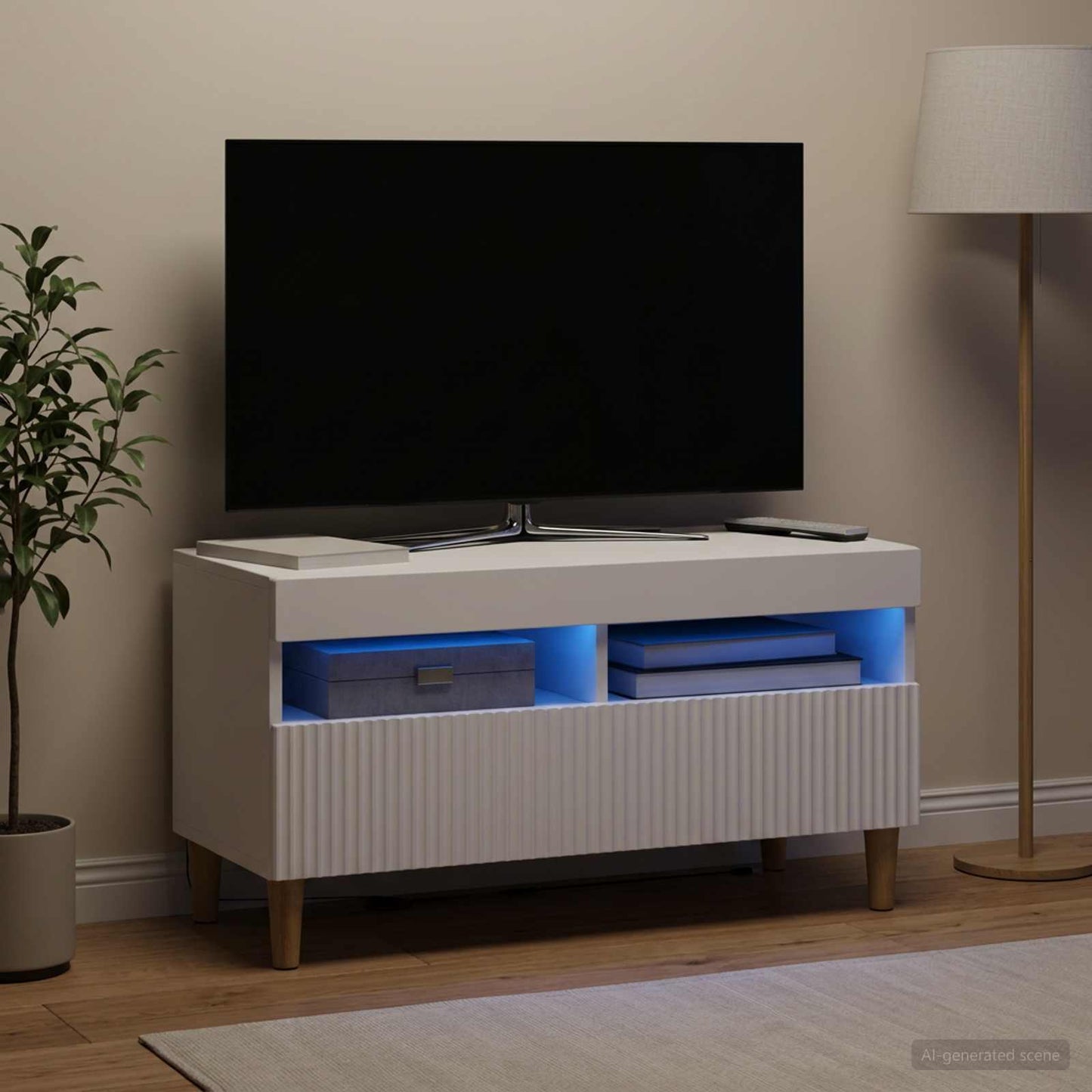 vidaXL LED TV Cabinet White Engineered Wood 1