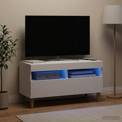 vidaXL LED TV Cabinet White Engineered Wood 1