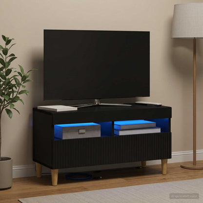 vidaXL LED TV Cabinet Black Engineered Wood 1