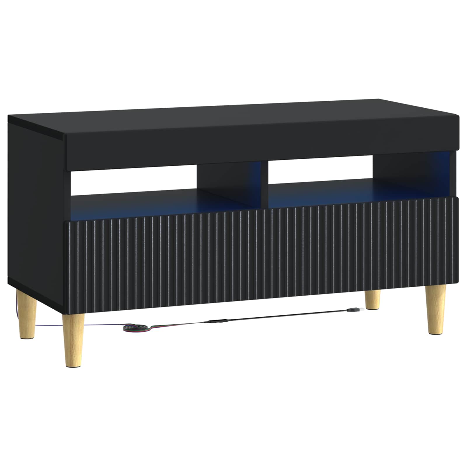 vidaXL LED TV Cabinet Black Engineered Wood 2