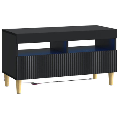 vidaXL LED TV Cabinet Black Engineered Wood 2