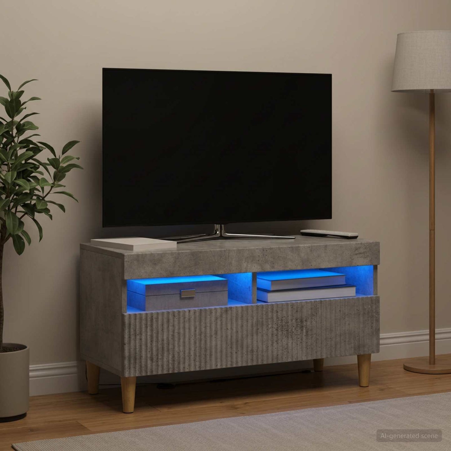 vidaXL LED TV Cabinet Concrete Grey Engineered Wood 1